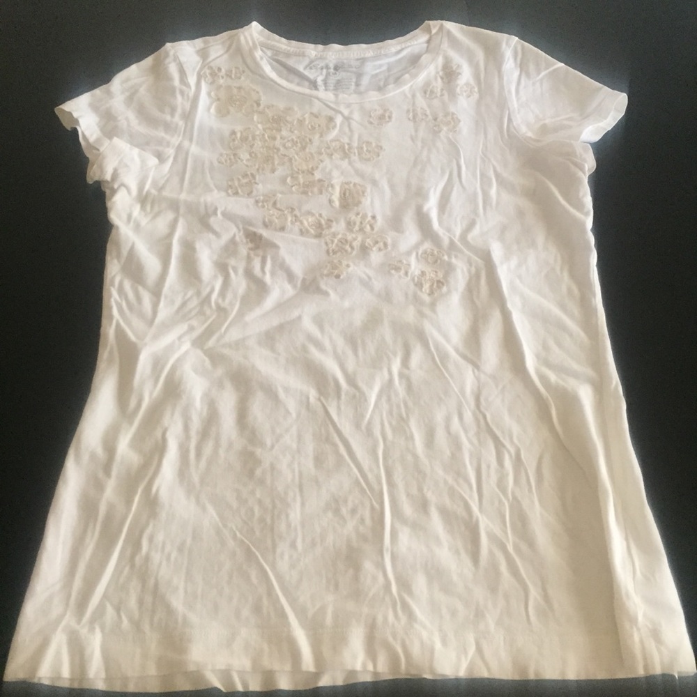 Eddie Bauer Cream Floral T shirt